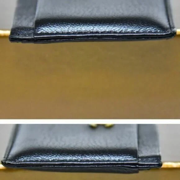 Authentic CHANEL CC Grained Leather Classic Card Holder Case Wallet Gold Black - Picture 8 of 11